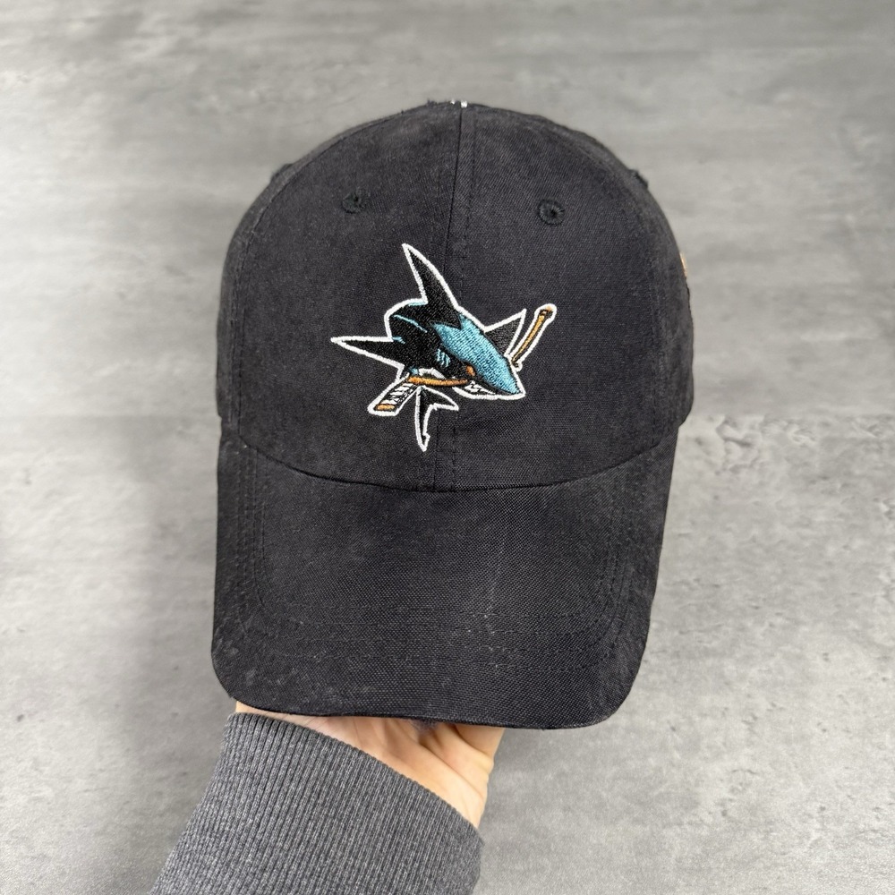 San Jose Sharks‎ Hat Black Low Profile Dad Cap Adjustable Strap Bulldog Concrete - Picture 3 of 8